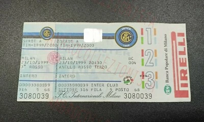 Biglietto Derby Partita Inter Vs Milan 1999 - 3° Anello Rosso Stadio San Siro - Immagine 1 di 2