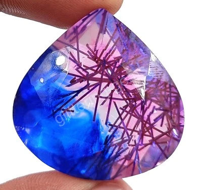 102.85 Ct Pear Cut BI Color Rutilated Quartz Ametrine Doublet EGL Loose Gems M25 - Image 1 of 4