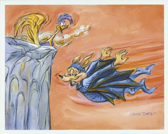 CHUCK JONES Near Miss Warner Bros Giclee Canvas Print Ltd Ed of 250 Wile Roadrun - Image 1 of 1
