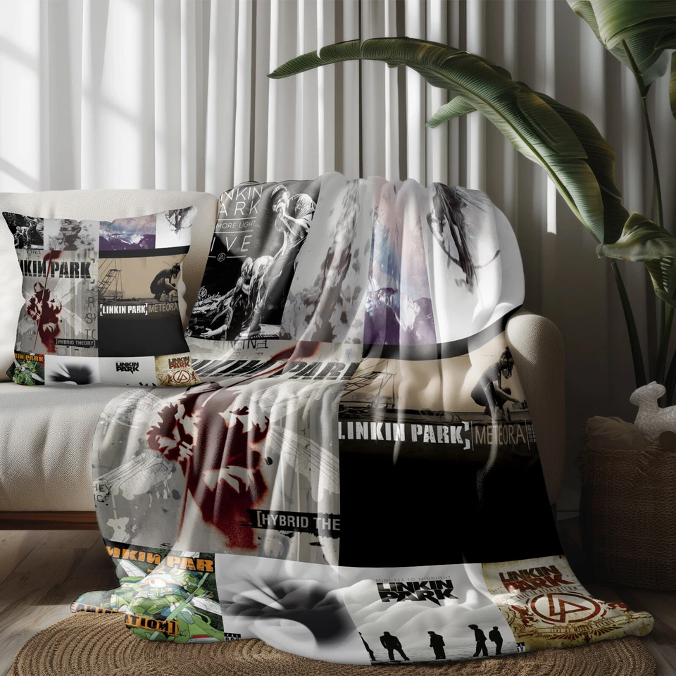 Throw Blanket and Pillowcase Set of 2，Linkin Park Bed Couch Decor Gifts - Image 1 of 4
