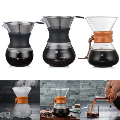 200/400ml Pour Over Coffee Maker With Stainless Steel Filter Chemex Household AU - image 1 of 4