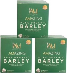 3 Boxes I AM Worldwide Amazing Pure Organic Barley Powdered Drink Mix 30-Sachets - Picture 1 of 3