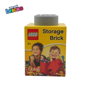 LEGO® Ladrillo de almacenamiento gris con tapa extraíble - 1 perilla - Imagen 1 de 8