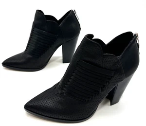 Vince Camuto Levana Womens Size 7 M Heeled Booties Back Zip Perforated Leather - Picture 1 of 6