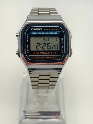 Reloj Cronógrafo Digital Vintage Casio 3298 A168 Tono Plata, ¡Funciona Muy bien! Foto 1 de 4