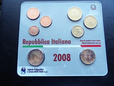 Italy 2008 year BU coin set from 1 cent - 2 euro total 8 coins 3,88 euro - Image 1 of 4