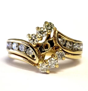 Anillo de compromiso de diamantes semi montura SI2 H oro amarillo de 14k 7,2 g - Imagen 1 de 7