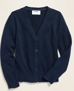 Old Navy Button Down Girls Sweater Long Sleeve Uniform Cardigan Xl 14 Navy