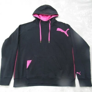 Puma Hoody Womens Medium Black Raglan Sleeve Pockets Logo Pullover Sweatshirt - Picture 1 of 12