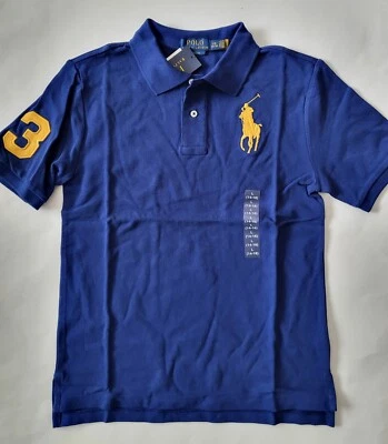 Polo RALPH LAUREN Big Boys Polo Shirt Size 4 M Blue White Big Pony - Image 1 of 4