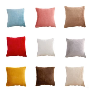 Velvet Solid Cushion Cover Throw Pillow Case Home Car Office Sofa Decor 18x18 - Picture 1 of 15