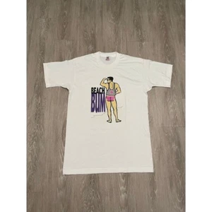 1990's Fruit Of Loom Vintage "Beach Bum" White Large T-Shirt - Picture 1 of 6