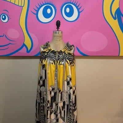 JC de Castelbajac Yellow Black Maxi Dress Camr Camera Act Print NWT - Image 1 of 4