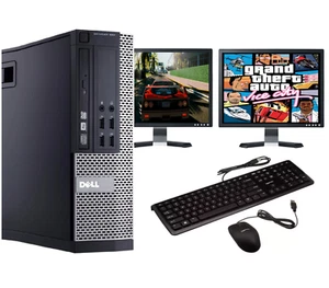 Gaming PC Bundle Intel Core i7 8GB 1TB GT730 DUAL SCREEN Windows 10 ULTRA FAST - Picture 1 of 6