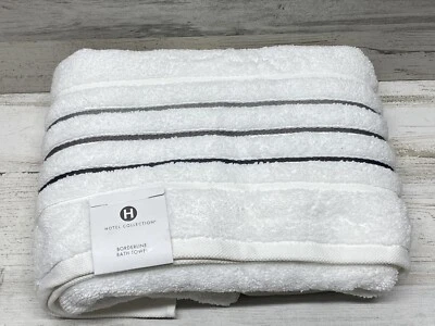 Hotel Collection Ultimate Micro Cotton Borderline 30" x 56" Bath Towel Grey New - Image 1 of 4
