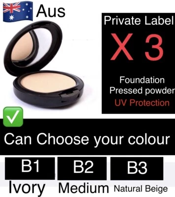 3xPrivate Label Foundation Pressed Powder Silky Smooth,UV Protection Make Up AU - Image 1 of 4