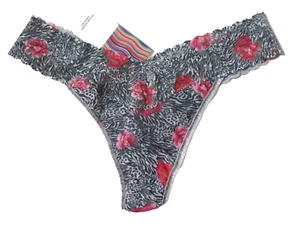 HANKY PANKY ONE SIZE OS THONG 5Z1186 ORIGINAL RISE PINK GRAY ANIMAL PANTIES - Picture 1 of 4