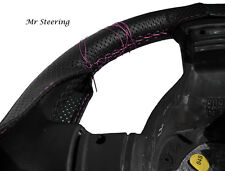 REAL PERFORATED LEATHER STEERING WHEEL COVER FOR MAZDA 5 MK3 (2010 PINK STITCH