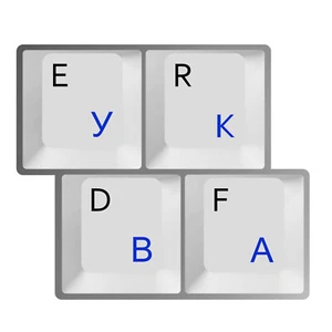 HQRP QWERTY Russian / Ukrainian Transparent Keyboard Stickers Blue Lettering - Picture 1 of 6