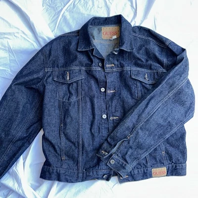 Vintage Guess Classic Navy Blue Denim Jacket Size 2XL Made In USA - Image 1 of 4