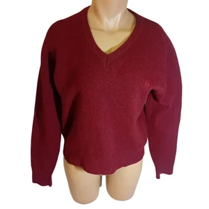 Vintage 90s Givenchy Monsieur Burgundy V-Neck Pure Virgin Wool Sweater Mens L - Bild 1 von 16