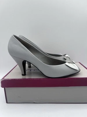 Tacones Joyce vintage años 70 80 gris lindo lazo talla 8,5 Foto 1 de 4
