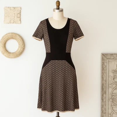 Rag & Bone Betsy Two-Tone Pointelle Dress Size Small Black Stretch Knit - Image 1 of 4