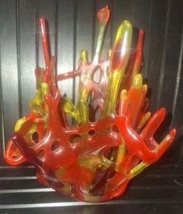 Beautiful Vintage Abstract Decorative Art Glass Bowl in Red and Yellow - Picture 1 of 9