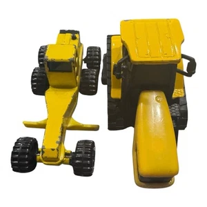 2 pieces 1994 TONKA Road Grader Construction & Self Propelled CAT Tractor Yellow - Picture 1 of 11