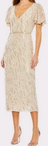 MAC DUGGAL 93591 PAILLETTEN V-AUSSCHNITT FLATTERÄRMEL TEELÄNGE AUSTERNKLEID 10 $ 498 - Bild 1 von 14