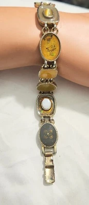 PULSERA UNISEX 7.5"L con esmalte y piedras de ópalo y ojo de tigre Foto 1 de 4