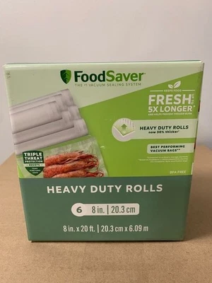 NEW FoodSaver Heavy-Duty Vacuum Seal 8 x 20' Roll 6-Pack Ideal for Food Storage