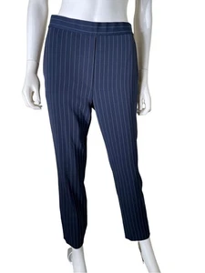 ST. JOHN COLLECTION $295 Pull On Navy White Crepe Dress Pants Tapered Leg Sz XS - Picture 1 of 17