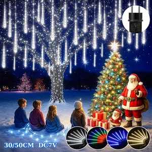 LED Meteorschauer Fallende Regen Lichter Eiszapfen Weihnachten Außen Beleuchtung - Bild 1 von 32