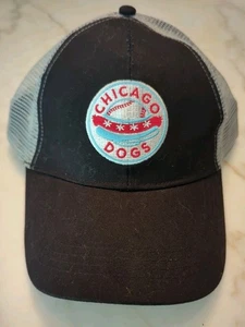 Chicago Dogs Meshback Hook & Loop  Adjustable Baseball Cap Black - Picture 1 of 3