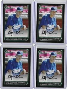 Clayton Kershaw 2008 Bowman Draft Picks Rookie Card #BDP 26 Lot (4) NM or Better - Picture 1 of 2
