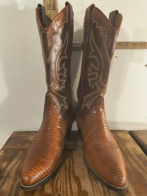 Botas de Vaquero Para Hombres De Colección Dan Post Teju Lagarto Coñac 9 D Personalizadas Cuero  Foto 1 de 4