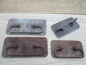 STEEL VINTAGE LOCKING CHEST TRUNK COFFER BLANKET BOX CABINET PULL HANDLES - Picture 1 of 3