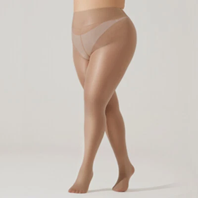 20D Plus Size Oily Shiny Pantyhose High-Waisted Smooth Shaping Tights Stockings - Image 1 of 4
