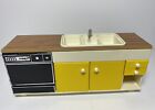 Vintage Dollhouse- TOMY Made in Japan Kitchen Sink Cabinet Dishwasher Yellow