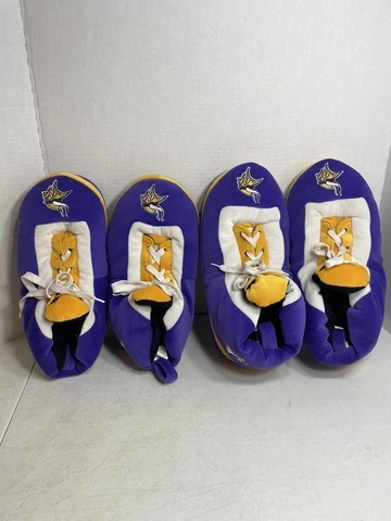 Size S & L  MN VIKINGS -  NFL Team Logo Plush Oversized Sneaker Slippers Forever Cover