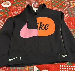 NIKE NWT Girls Dual Logo Fleece Hoodie Sweater Pullover Size L - Picture 1 of 6