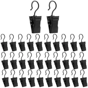 100Pcs Black Curtain Clips with Hooks,Stainless Steel Small Hanging Curtain Clip - Picture 1 of 8