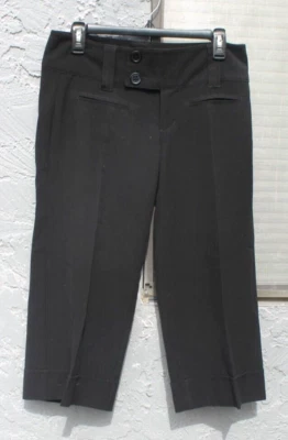 ARDEN B Black Capri Dress Pants Woman Size 6 Straight Leg Wide Belt Waistband - Image 1 of 4