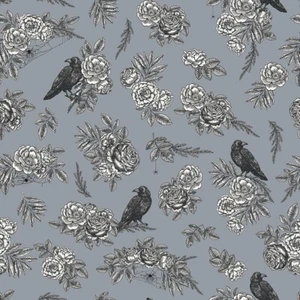 Fat Quarter Riley Blake Sophisticated Halloween Floral Raven 100% Cotton Fabric - Picture 1 of 3