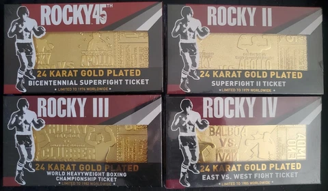 ROCKY BALBOA 45th ANNIVERSARY 24 KARAT GOLD PLATED SUPERFIGHT TICKET SET 4 LMTD Cover