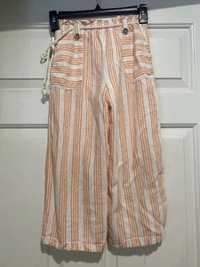 Jessica Simpson Sailor Style Pants Girls Size Small 7 Orange White Striped  - Picture 1 of 5