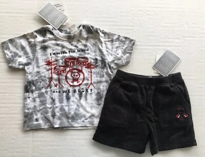 NUEVO CON ETIQUETAS Koala Niños 6-9 Meses I'm with the Band Camiseta Rock & Roll Guitarra Pantalones Cortos Foto 1 de 2