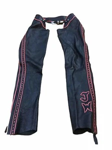 Vtg ADULT S/M Short Black Leather Unlined Equestrian Chaps Riding Western Jessie - Picture 1 of 17