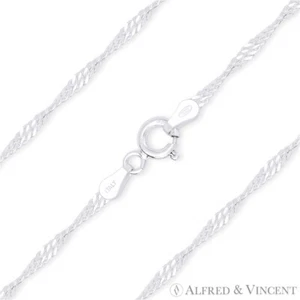 2.2mm Singapore Link Solid Italy .925 Sterling Silver Rope Italian Chain Anklet - Picture 1 of 2